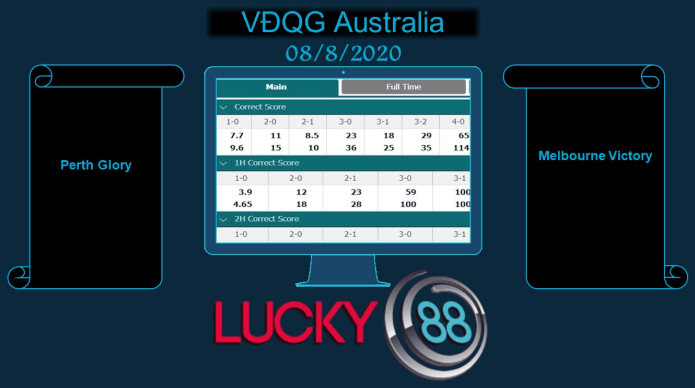 LUCKY88 Perth Glory vs Melbourne Victory , Soi kèo bóng đá hôm nay 08/08/2020, VĐQG Australia