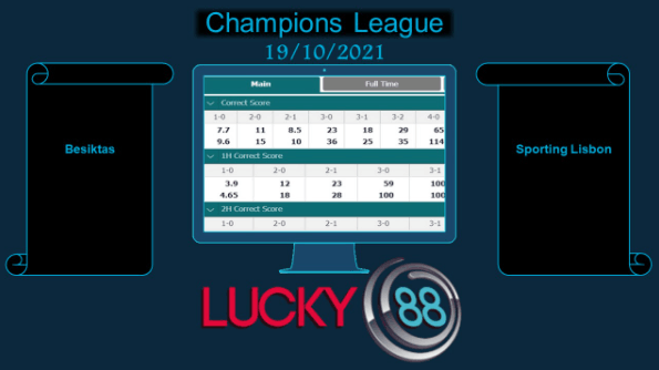 LUCKY88 Besiktas vs Sporting Lisbon , Soi kèo bóng đá hôm nay 19/10/2021, Champions League