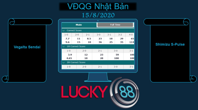 LUCKY88 Vegalta Sendai vs Shimizu S-Pulse , Soi kèo bóng đá hôm nay 15/08/2020, VĐQG Nhật Bản