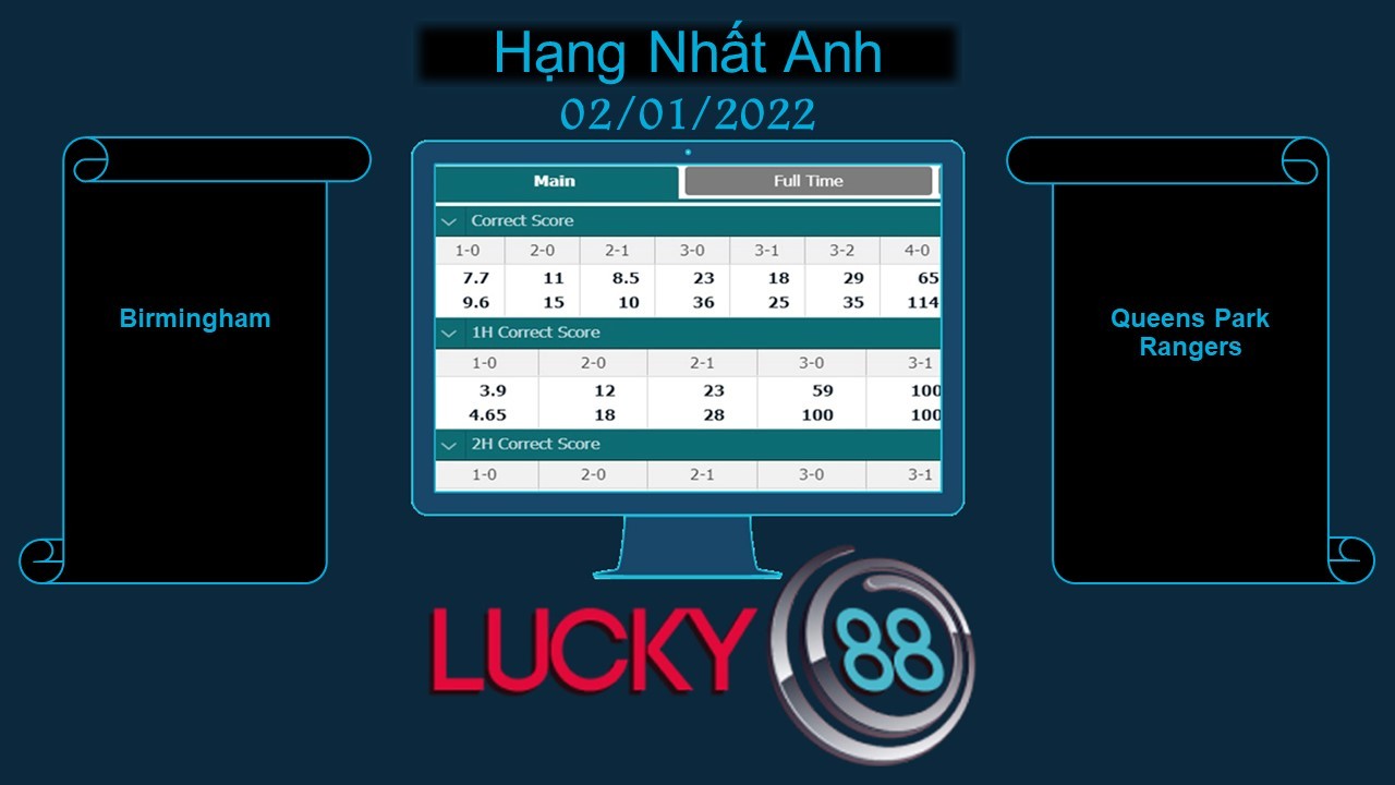 LUCKY88 Birmingham vs Queens Park Rangers , Soi kèo bóng đá hôm nay 02/01/2022, Hạng Nhất Anh