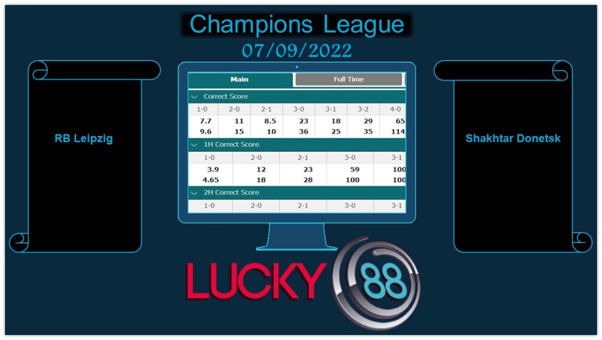 LUCKY88 RB Leipzig vs Shakhtar Donetsk, Soi kèo bóng đá hôm nay 07/09/2022,  Champions League