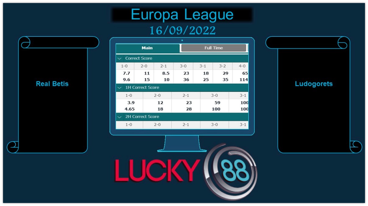 LUCKY88 Real Betis vs Ludogorets, Soi kèo bóng đá hôm nay 16/09/2022, Europa League
