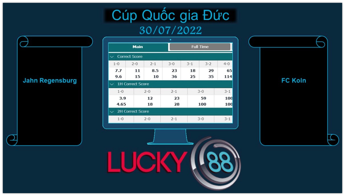 LUCKY88 Jahn Regensburg vs FC Koln , Soi kèo bóng đá hôm nay 30/07/2022, Cúp Quốc gia Đức