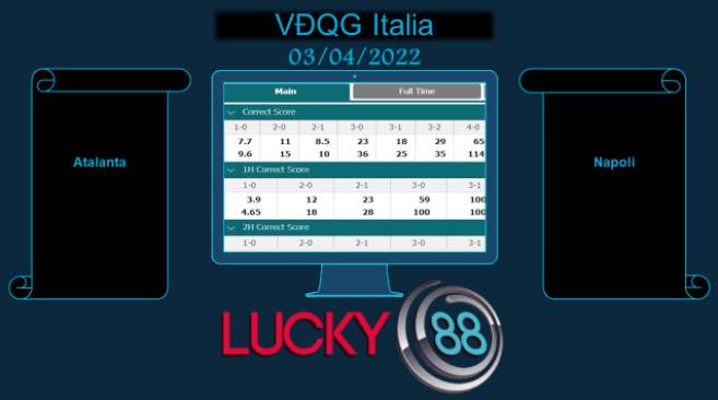 LUCKY88 Atalanta vs Napoli  , Soi kèo bóng đá hôm nay 03/04/2022, VĐQG Italia