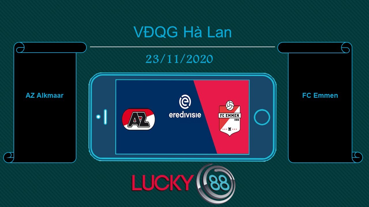 LUCKY88 AZ Alkmaar vs FC Emmen, Tip bóng đá miễn phí ngày 23/11/2020