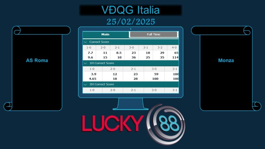 LUCKY88 AS Roma vs Monza, Soi kèo bóng đá hôm nay 25/02/2025, VĐQG Italia