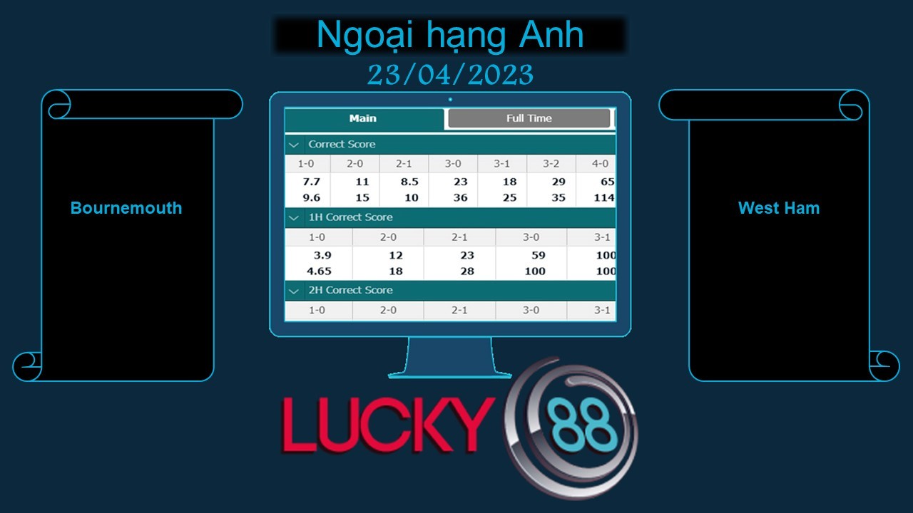 LUCKY88 Bournemouth vs West Ham, Soi kèo bóng đá hôm nay 23/04/2023, Ngoại hạng Anh