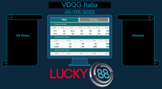 LUCKY88 AS Roma vs Atalanta  , Soi kèo bóng đá hôm nay 06/03/2022,    VĐQG Italia